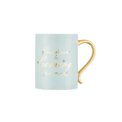 Luxury Coffee Couple Ceramic Mug Gold-plated Cup Nordic Style Matt Ceramic Mugs Blue Ceramic Mug With Spoon