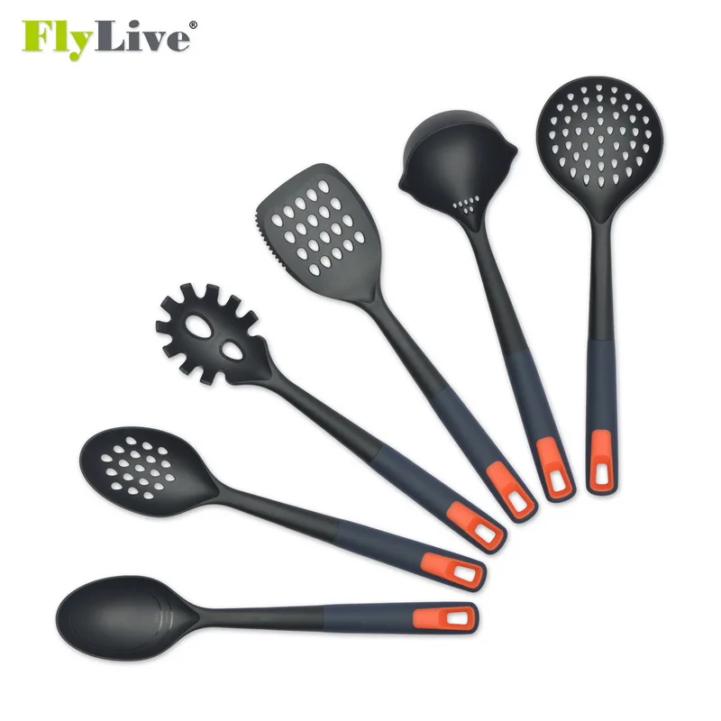 
Hot sell 6 Pieces Set Cooking Tools nylon Kitchen Utensils for plastic handle 