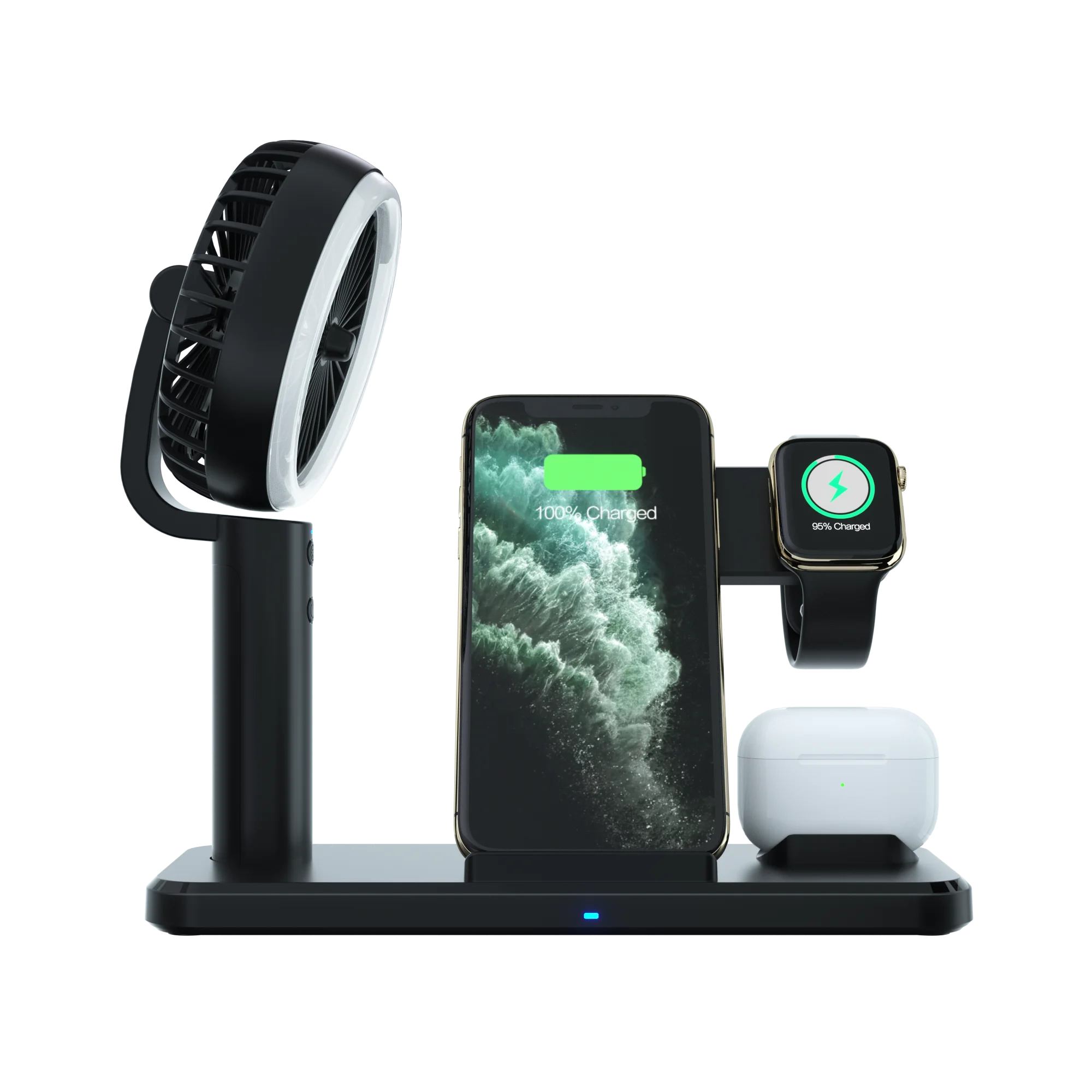  2021 Регулируемая быстрая Беспроводная зарядка 15 Вт для iPhone Airpods Apple watch 4 в 1 Беспроводное зарядное устройство с