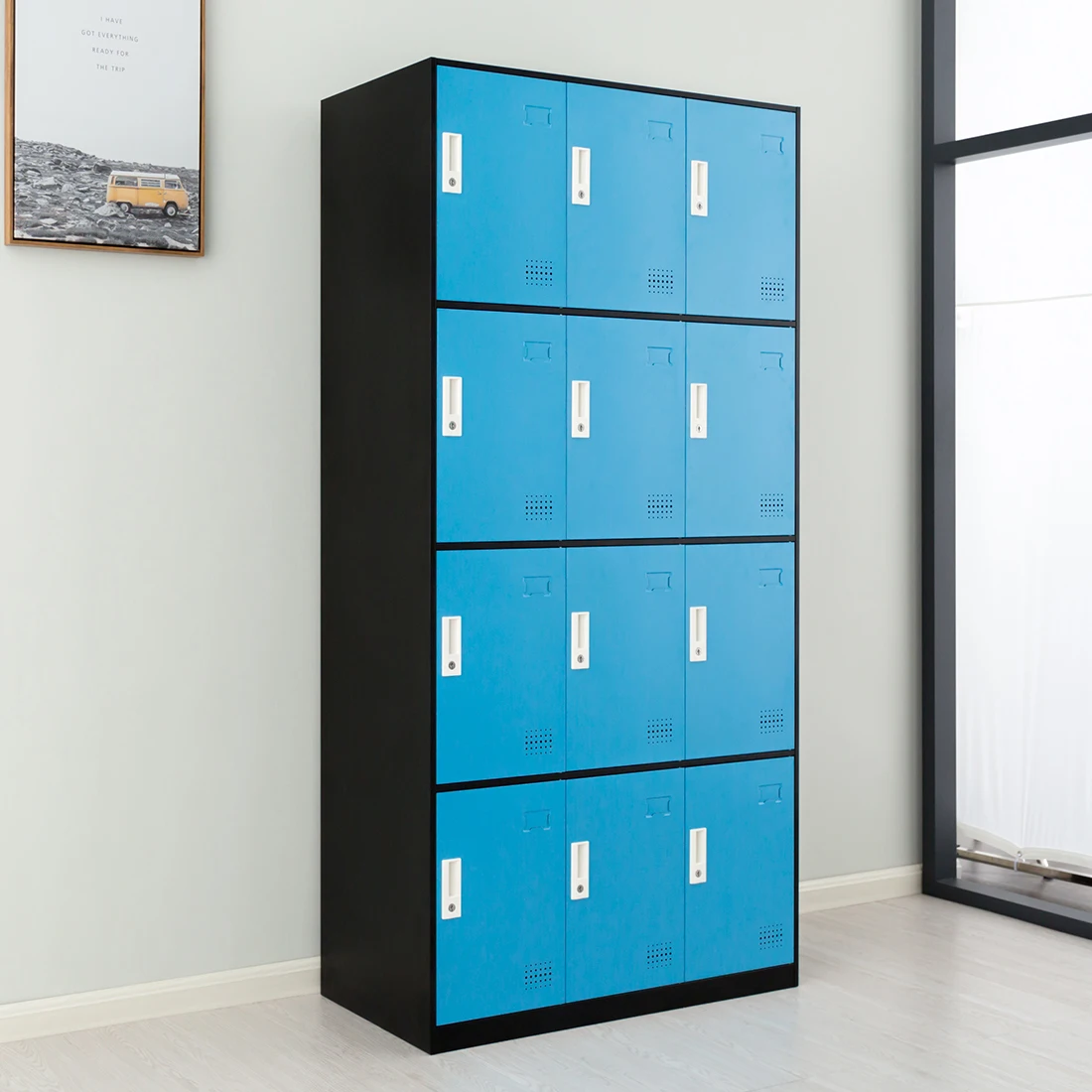 
12 Door double color wardrobe cabinet Steel Locker High Quality metal Almirah Designs 