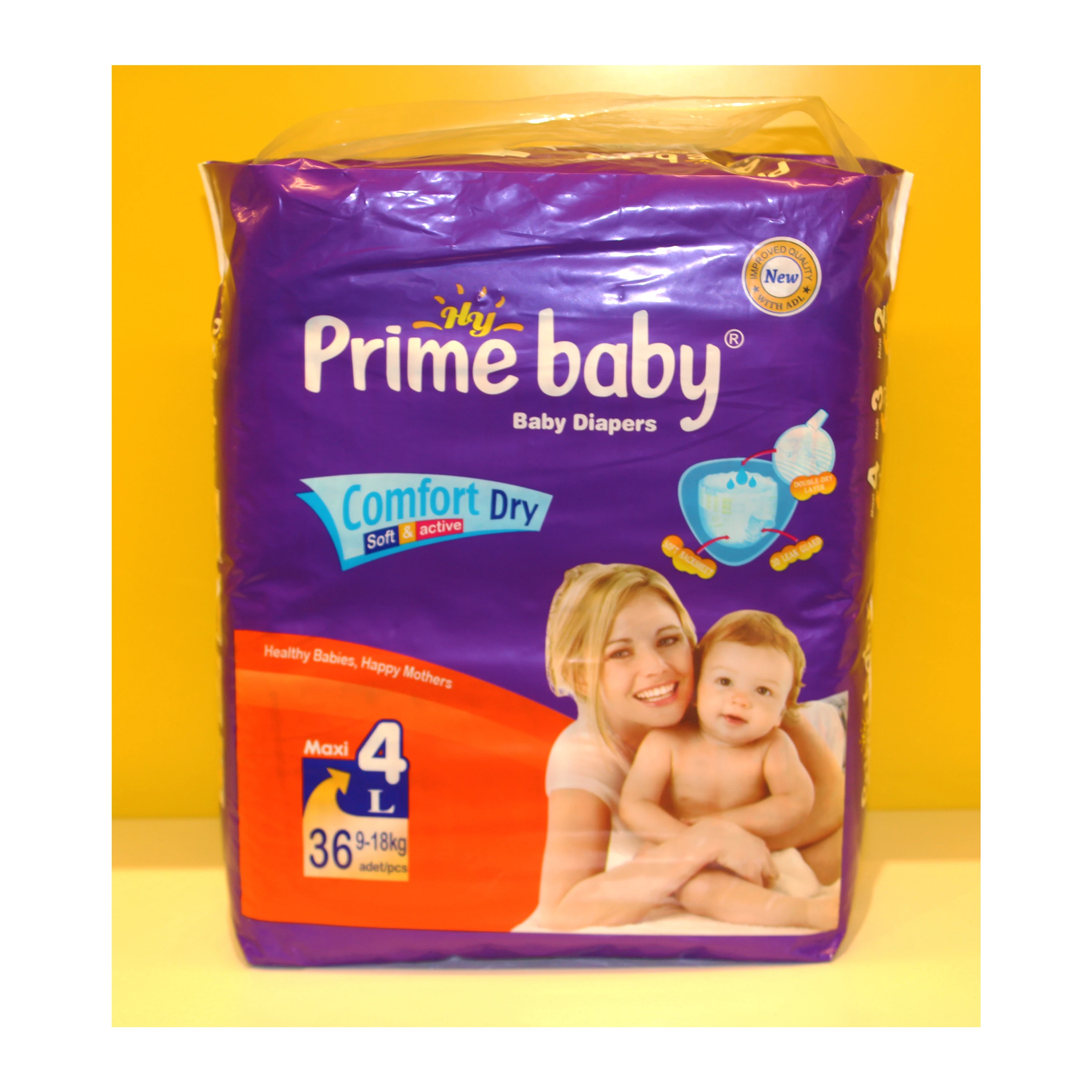 Factory brand wholesale and retail disposable Prime baby diaper L size PE backsheet PP tape Fluff pulp pad diapers