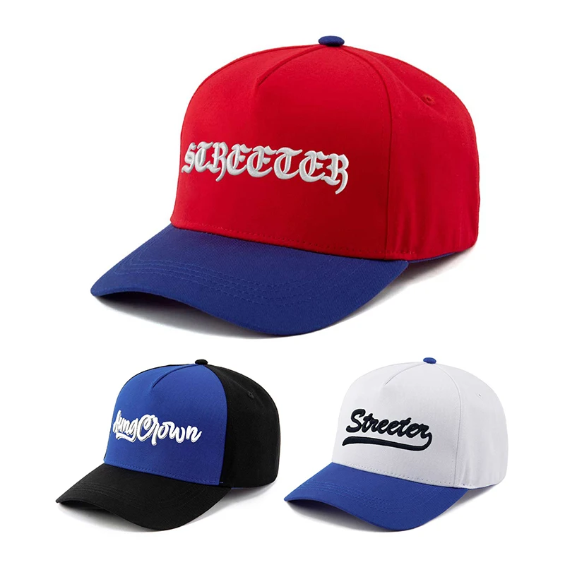 Aung Crown High Quality 5 Panel Unisex Two Tone Baseball Hats Cotton Fabric Custom Embroidery Logo Curved Brim Baseball Caps