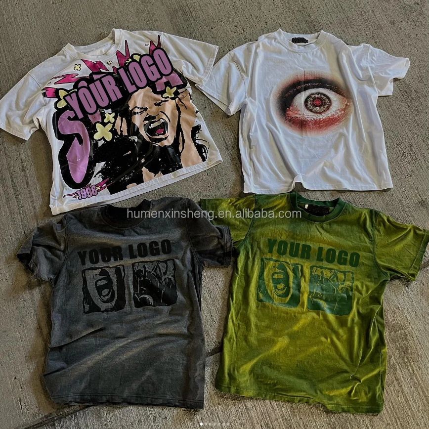 Manufacturer man oversize 100% cotton short sleeve boxy cropped round neck t shirt custom graphic vintage t shirt men