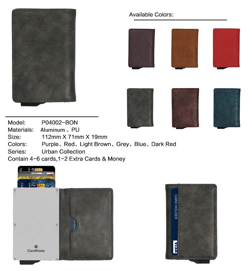 PU Leather Rfid Credit Card Holder Men Wallets Slim Thin Coin Pocket Bank Cardholder Minimalist Wallet Metal Case Male Purse
