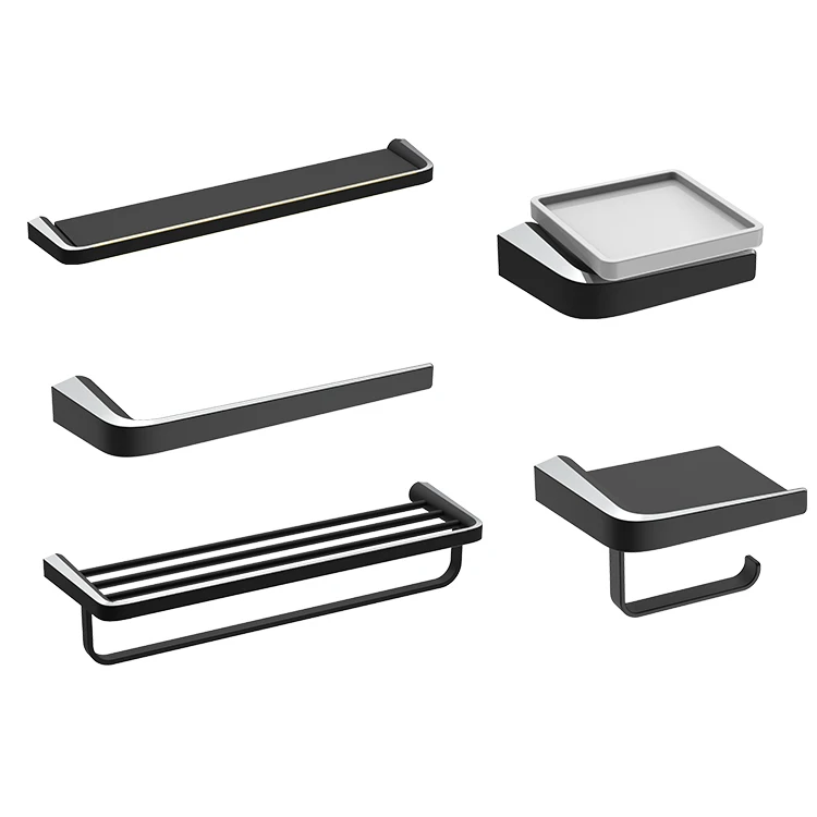 Hotel Luxury Bathroom Accessories Copper Black and Chrome Lavatory Toilet Bathroom Accessories Set