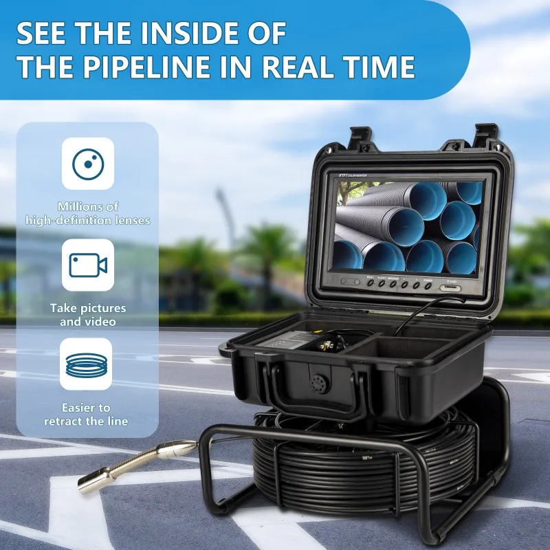 9Inch Monitor Centralizer 512Hz Sewage Drain Pipe Inspection Camera With Locator And Receiver