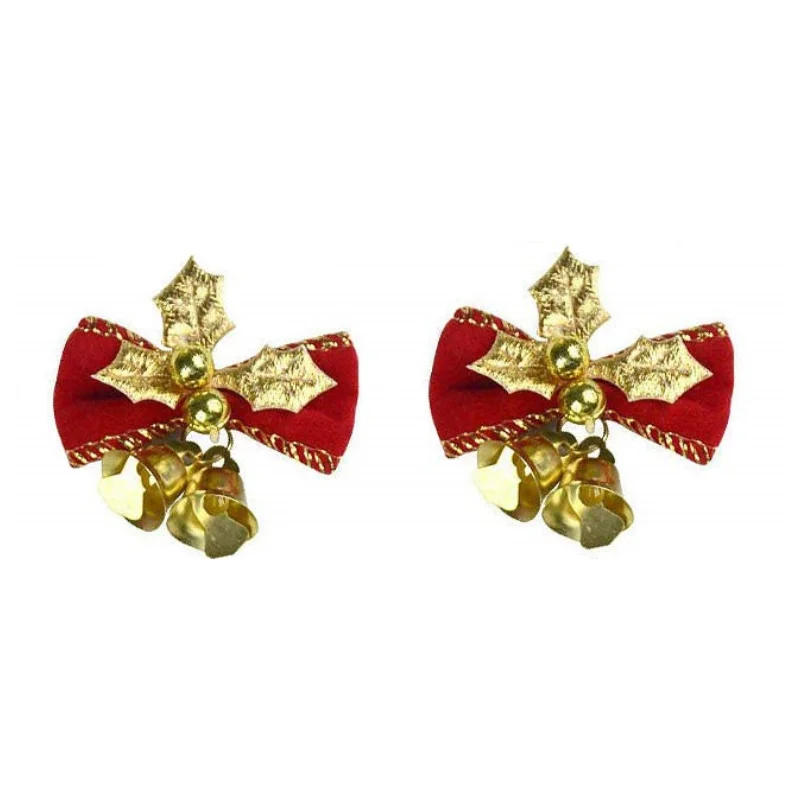 High Quality Steel Plate Christmas Theme Park Decoration Holiday Dainty Headdress Bow Christmas Bells