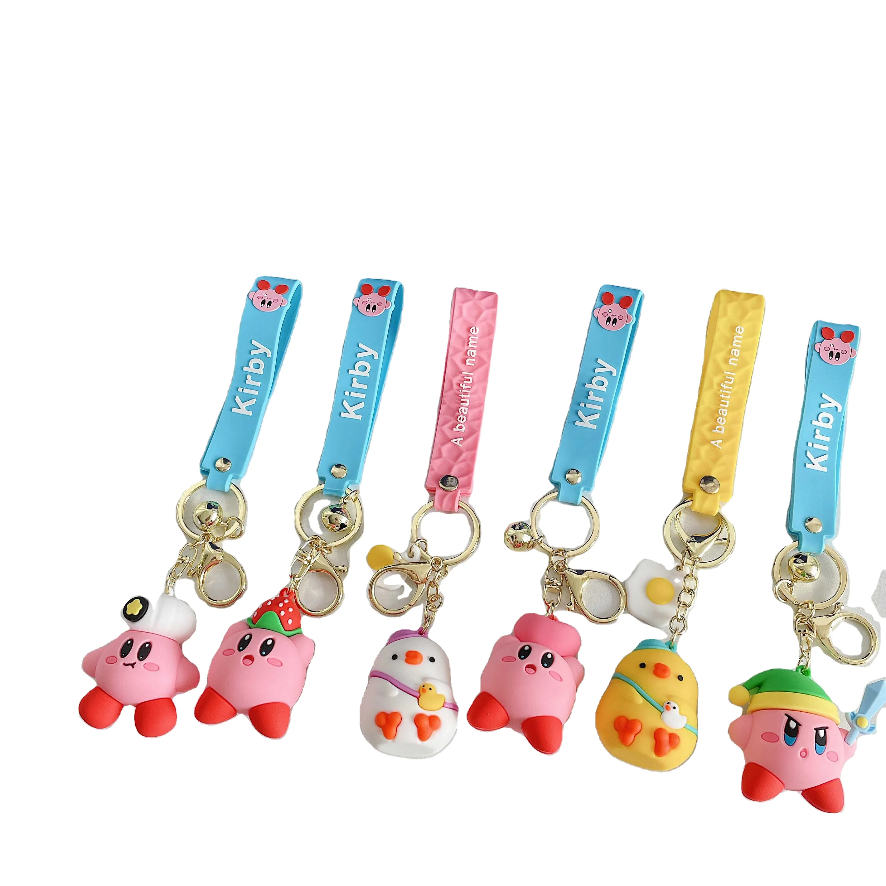 lovely 3d cartoon pvc kirby keychain