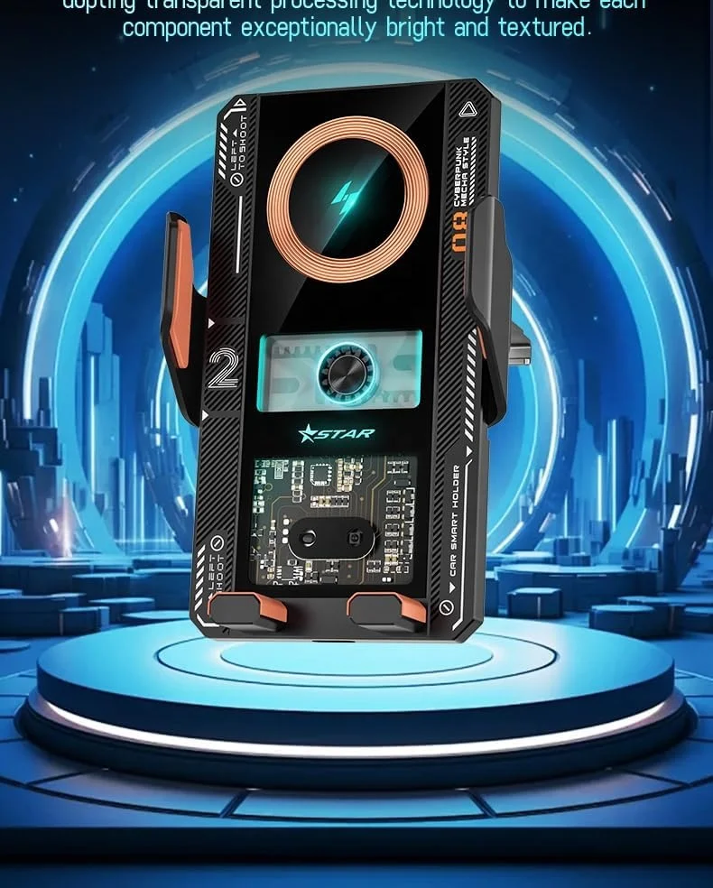 T8 Wireless15W Qi Fast Charging Phone Holder Mount Auto-Clamping Alignment Windshield Dashboard Air Vent Cell Phone Holder