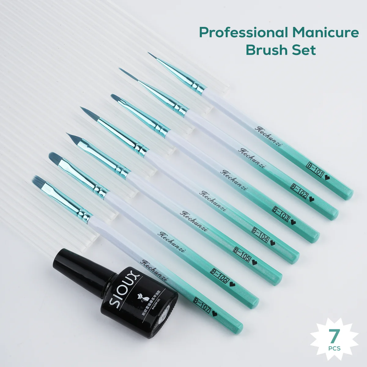 Wholesale high quality new green-white gradient nail art brushes set nylon hair nail brush for acrylic