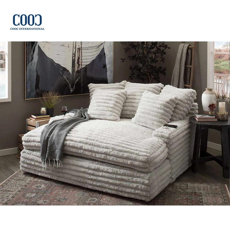 Modern Chaise Lounge Furniture Corduroy Fabric Loveseat Cinema Sleeper Sofa Living Room Sofa