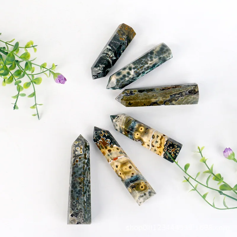 Natural Crystals Ocean Jasper Wand Point Healing Stones Quartz Ocean Jasper Tower