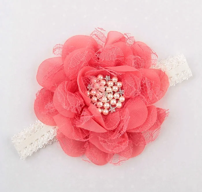 Fashion euramerian lace flower accessories crochet baby girl headband