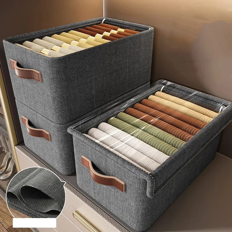 Clothes and Pants Storage Box Drawer Style Wardrobe Foldable Wardrobe Storage Organizer Household Fabric with Steel Frame Case