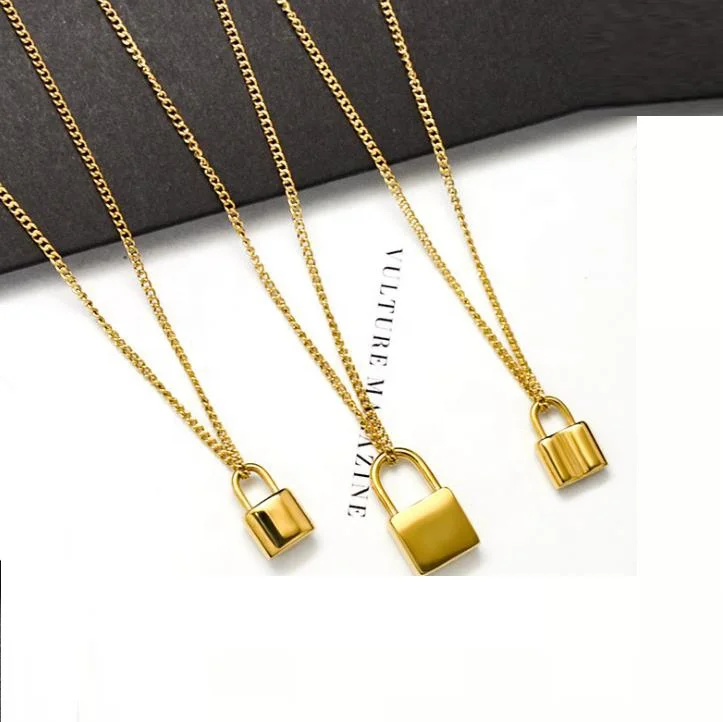 2022 New 18K Gold Plated Women Stainless Steel Lock Chain Necklace Minimalist Stylish Padlock Necklace