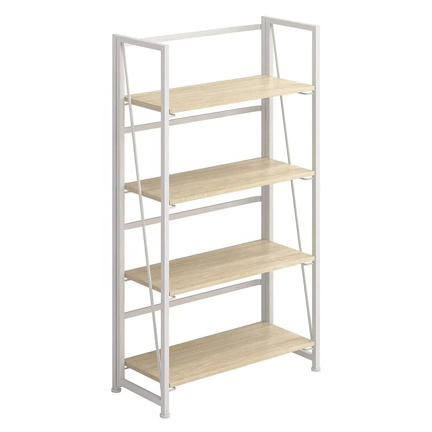 Vintage Foldable Bookshelf Folding Shelf bookcase Industrial Look Living Room Bedroom Furniture 4 Tier Shelf