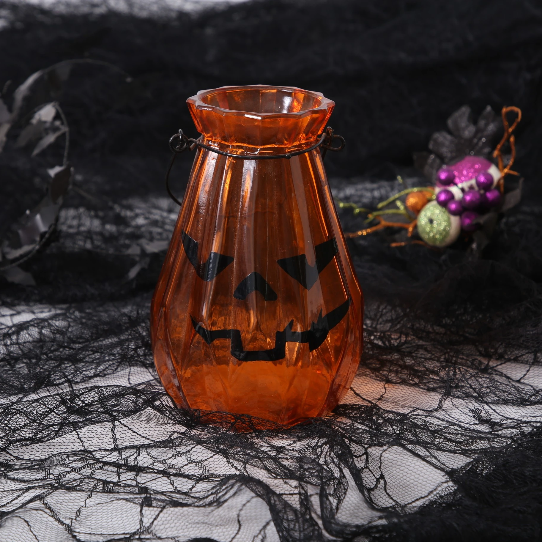 Halloween outdoor decoration haunted house props pumpkin hardware mason jar