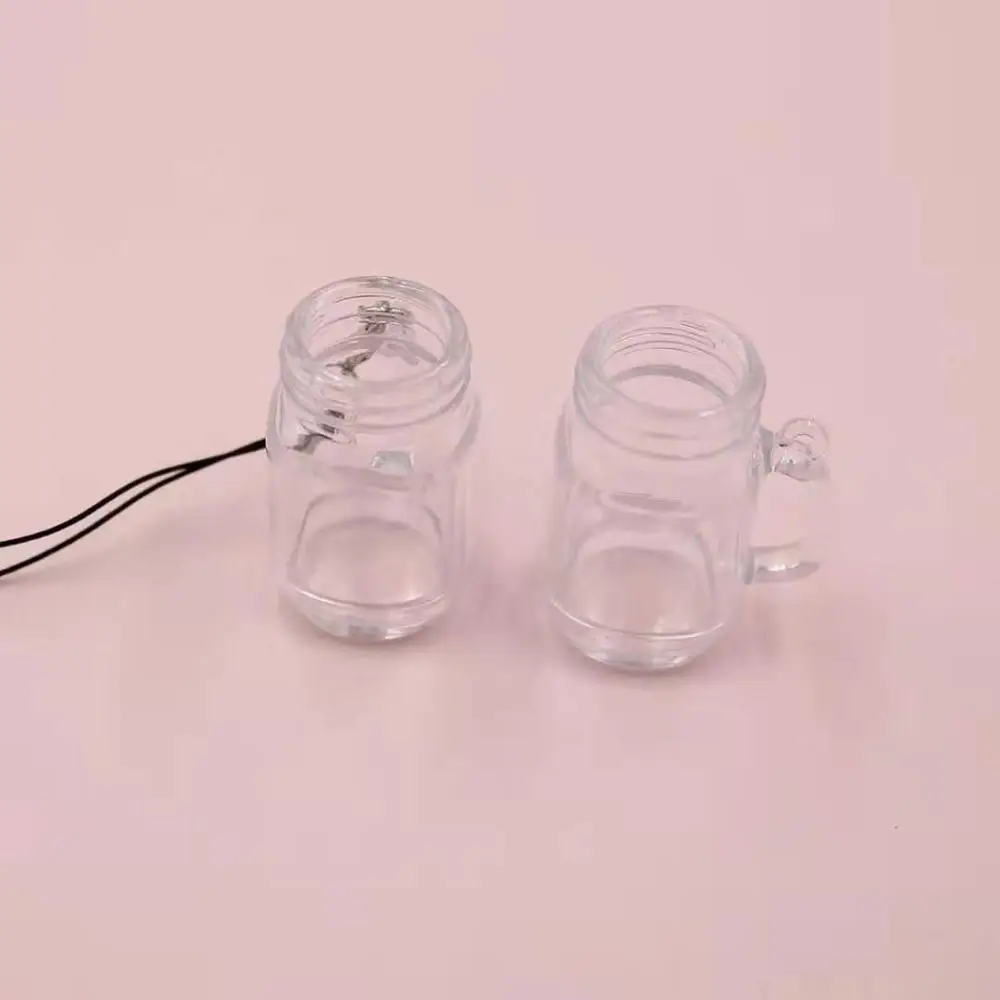 Mini Custom Mason Jar Snow Globe Keychain Diy Cups Empty Liquid Glitter Filled Keychain