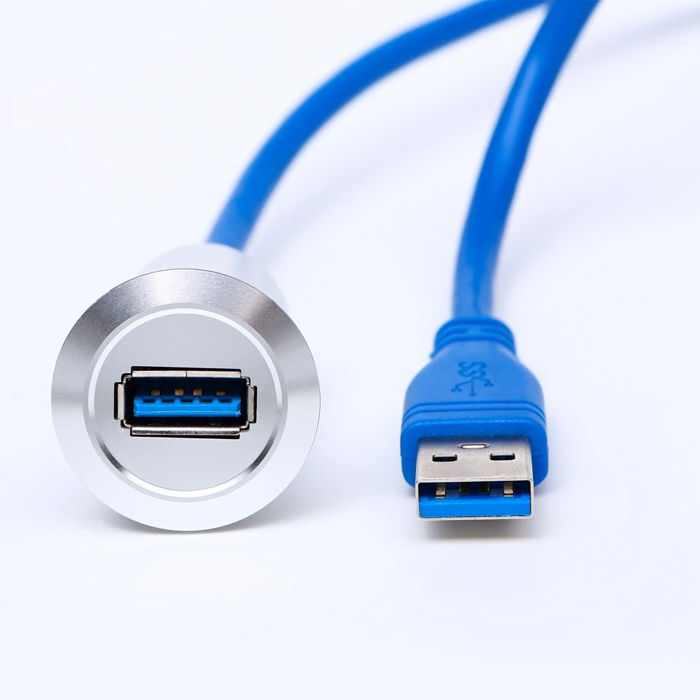 22mm metal USB connector/USB socket (USB3.0 FEMALE A - MALE A with 60cm wiring)
