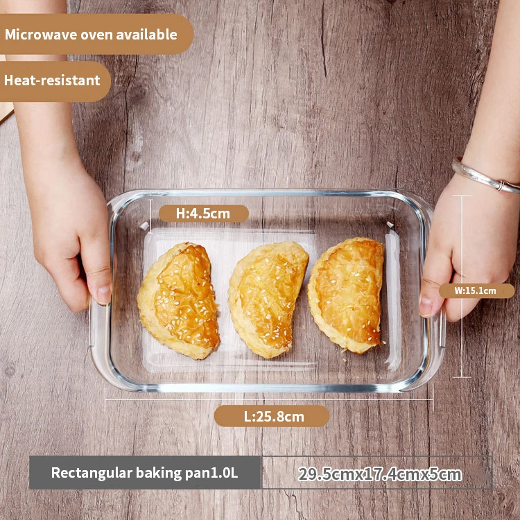 High quality modern bakeware clear borosilicate glass baking dish pans non-stick rectangular glass bakeware