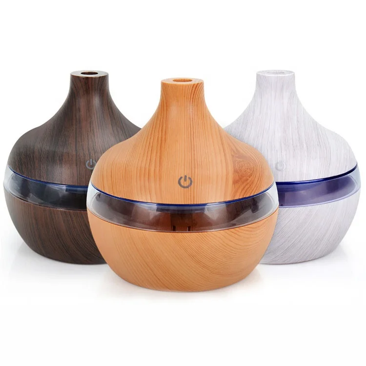300ml Electric Humidifier Essential Oil Diffuser Ultrasonic Wood Grain Air Humidifier USB Mini Mist Maker 7 LED Light