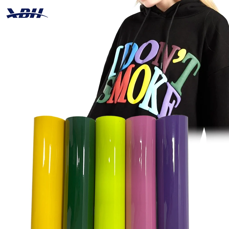 Customize 3D Puff Heat Transfer Vinyl Roll Sheets 0.5*1m Foaming HTV Film Iron on Vinyl for DIY Textile Clothing Tshirt