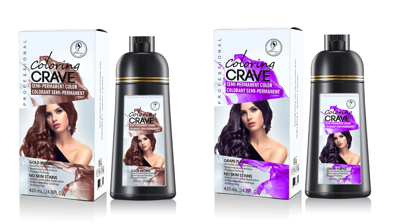 OEM 3 in 1 magic no side effect natural fast silky liquid purple brown black hair dye color shampoo for white hair