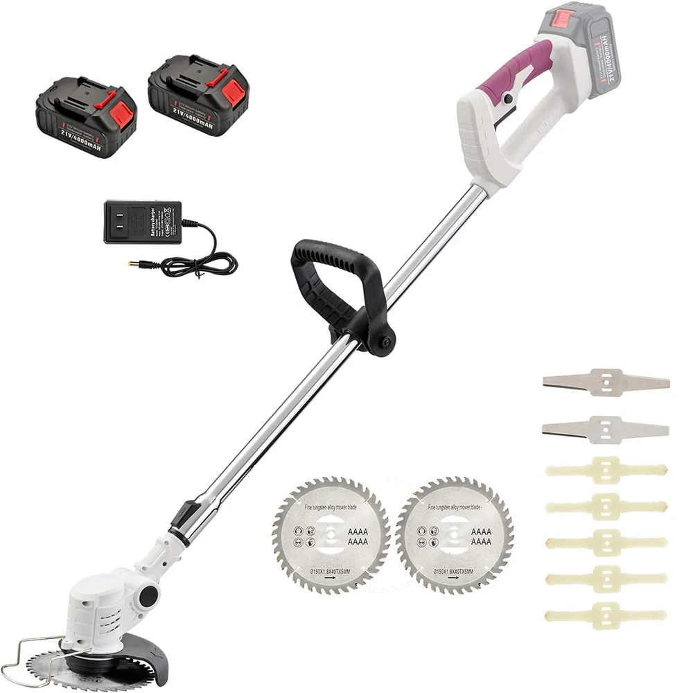 Vertak 21V cordless grass trimmer machine two 4.0Ah battery electric grass trimmer with 12pcs accessories