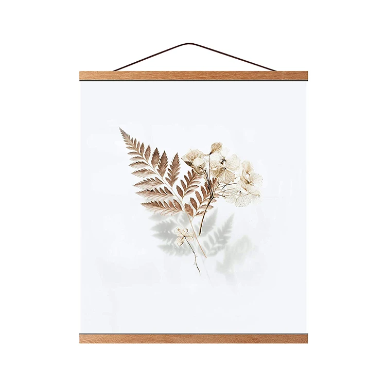 Bamboo strip hanging frame wooden magnetic poster hanger rails photo picture wall frame