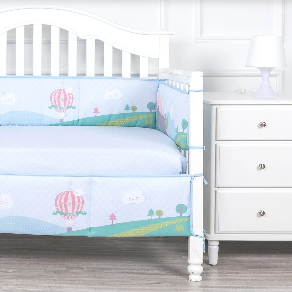 Cartoon animal train theme baby bed set polyester microfiber baby bedding crib for boys