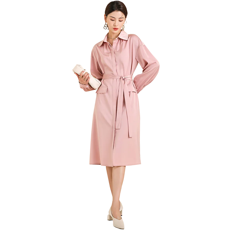 2022 Low MOQ OEM Clothing Manufacturers Custom midi shirt dress Causal Business Dress Long Blouse Latest Formal Dress for Woman