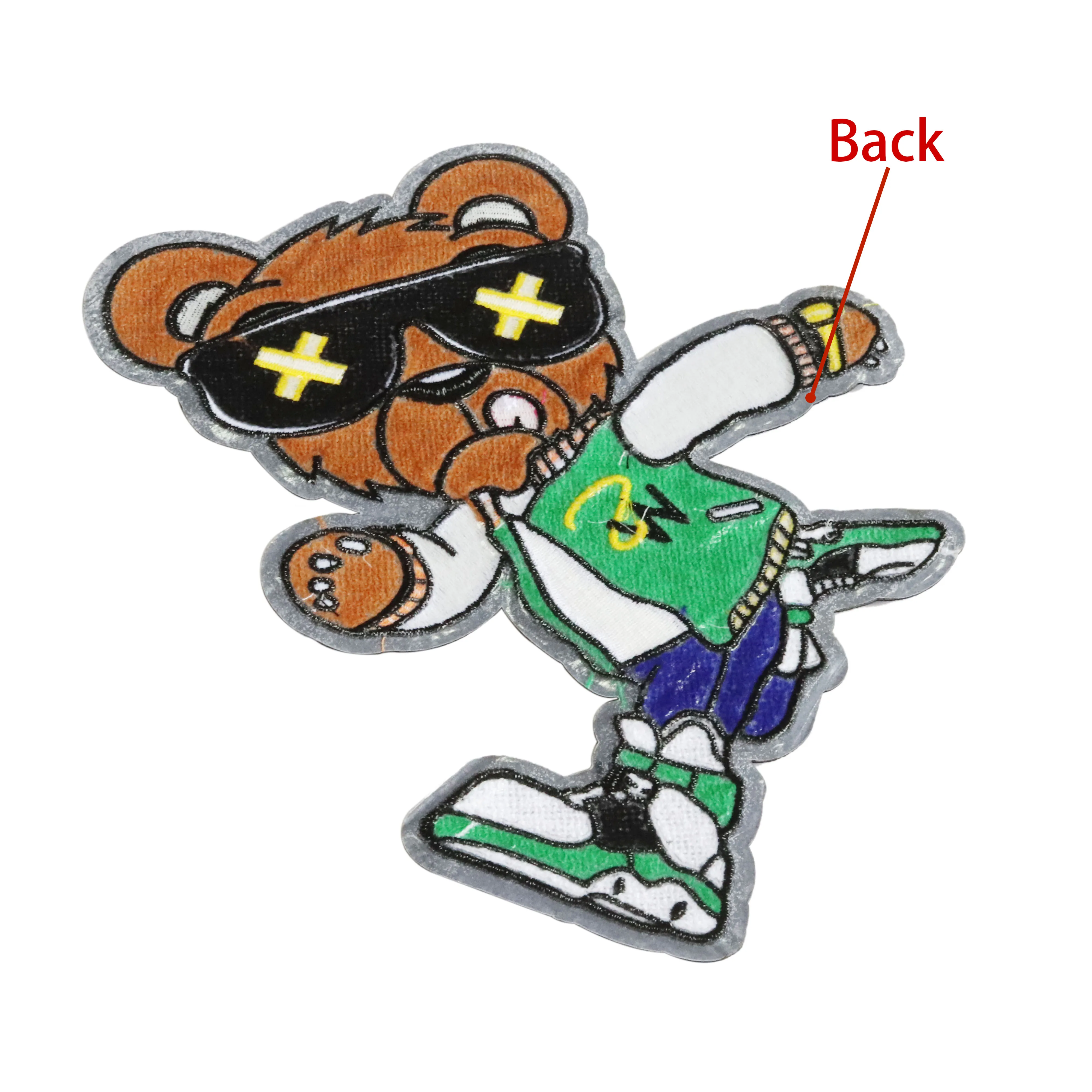 Wholesale Customized Good Quality fabric  embroidered bear iron on chenille patches bear chenille patches