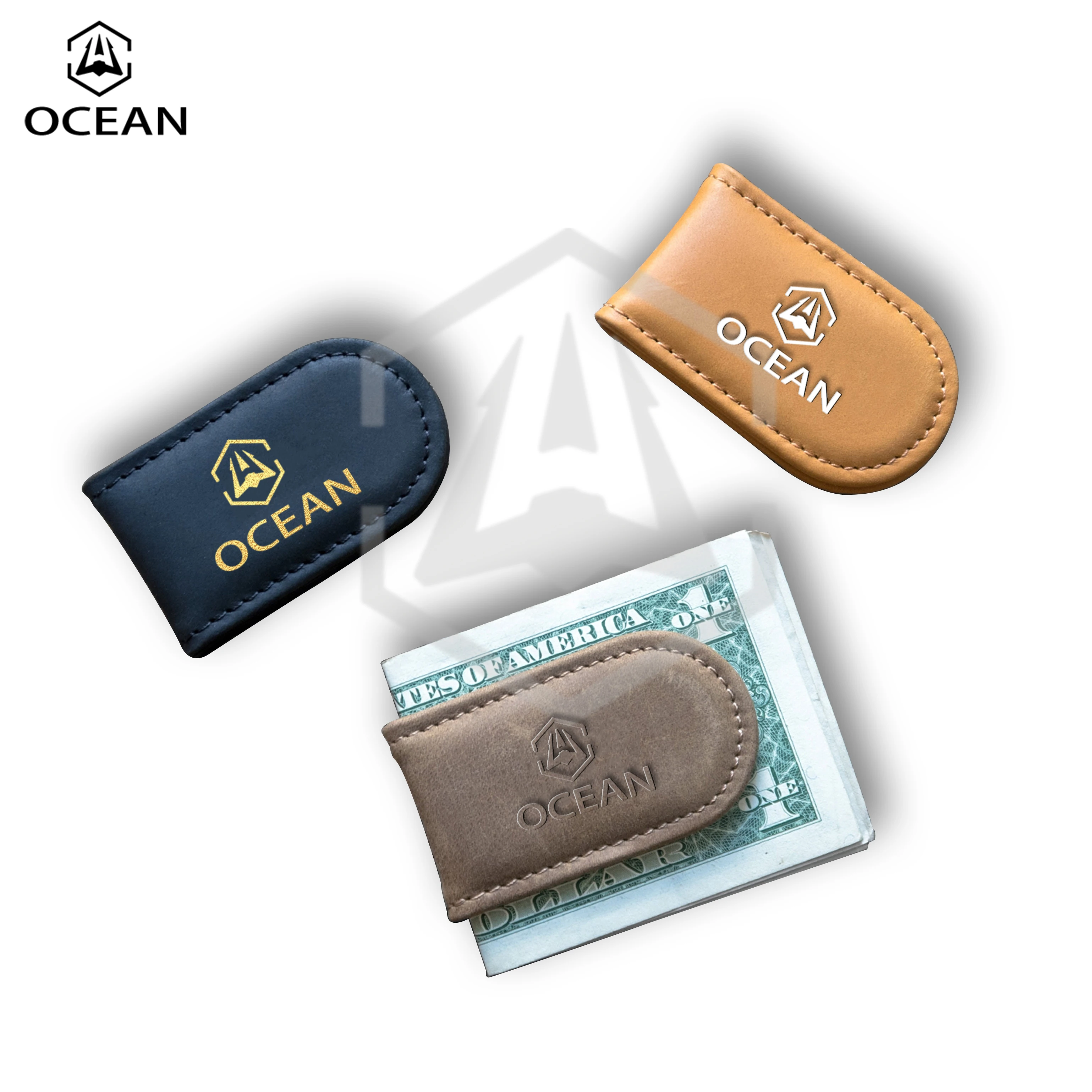 Wholesale PU Leather money clip Leather Strong Magnetic Money Clip