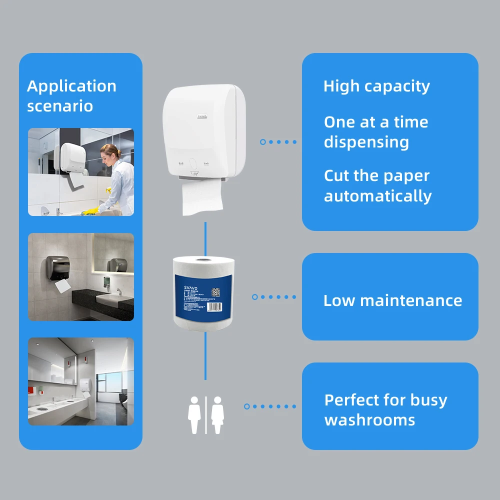 SVAVO Newest ABS Electronic Auto Cut Smart Hand Roll Paper Towel Dispense for Hotel Hospital