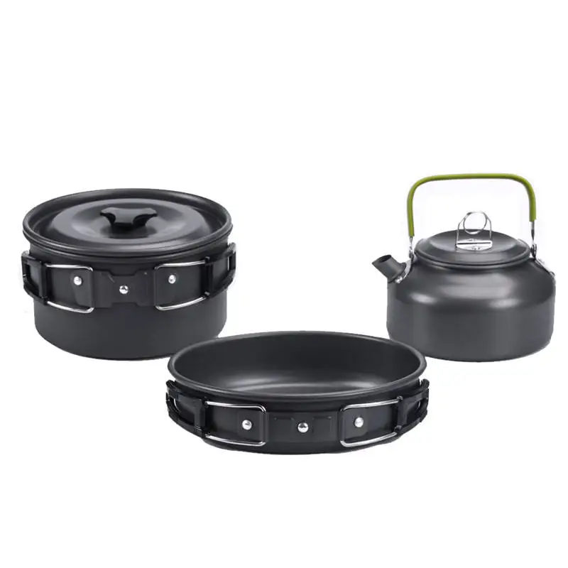 High Quality Outdoor Teapot Pot Set Combination Portable Cookware Nonstick Pot Kettle Set Camping Mess Kit For Hiking Campfire
