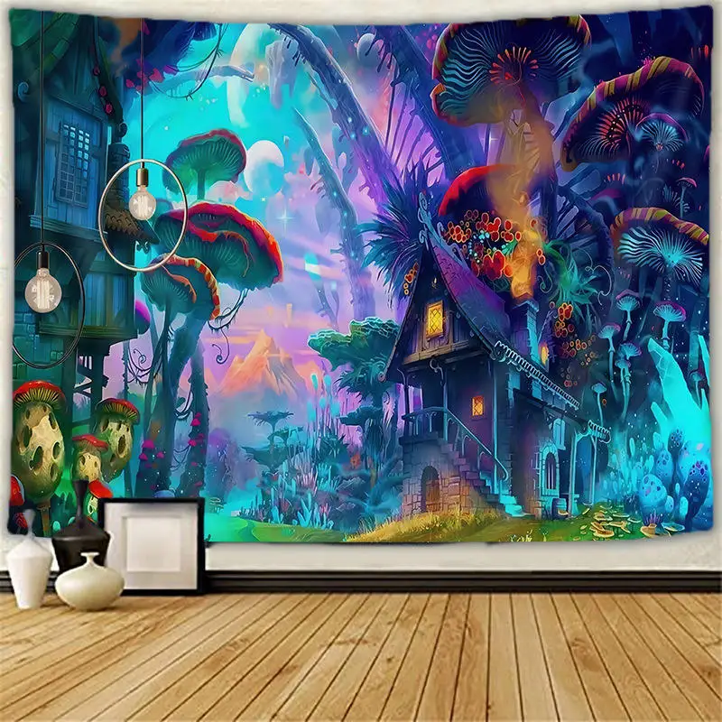 Hot Sale Wall Hanging Mandala Tapestry Custom Cotton Mushroom Psychedelic Tapestry