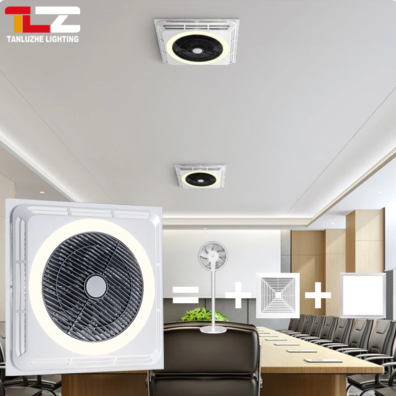 6 Speed Plastic Low Noise Exhaust Fan For Hotel & Hospital Ultra Thin Design LED Square Ceiling Fan Light With Ventilation Fan