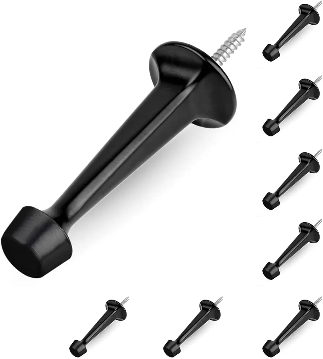 Heavy Duty Solid Rigid Door Stop with Soft Rubber Tip Zinc Die Cast Door Stopper Protect Wall and Door