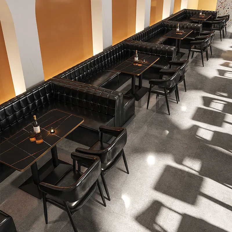 Vintage U Shaped Cafe Booth Restaurant Sets For Bar Ktv Hookah Short Table And Chairs Pu Leather Night Club Sofa