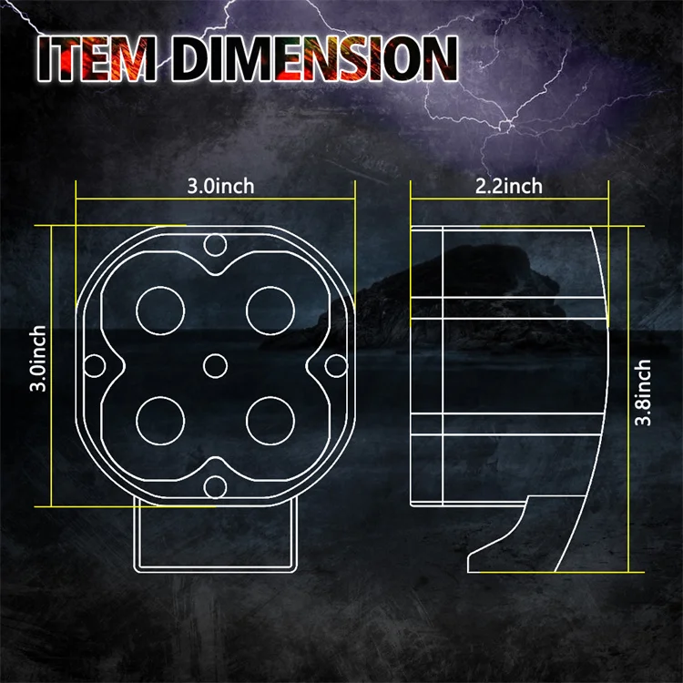 80W Amber Light Pair Spot Beam Aluminum Led Driving Light Pod