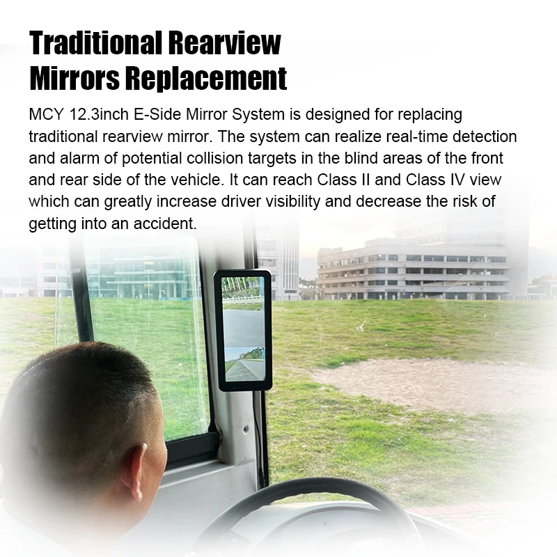 R46 12.3 inch AHD 1080P Backup Rearview Mirror Commercial Truck Bus Side View Camera Monitor System