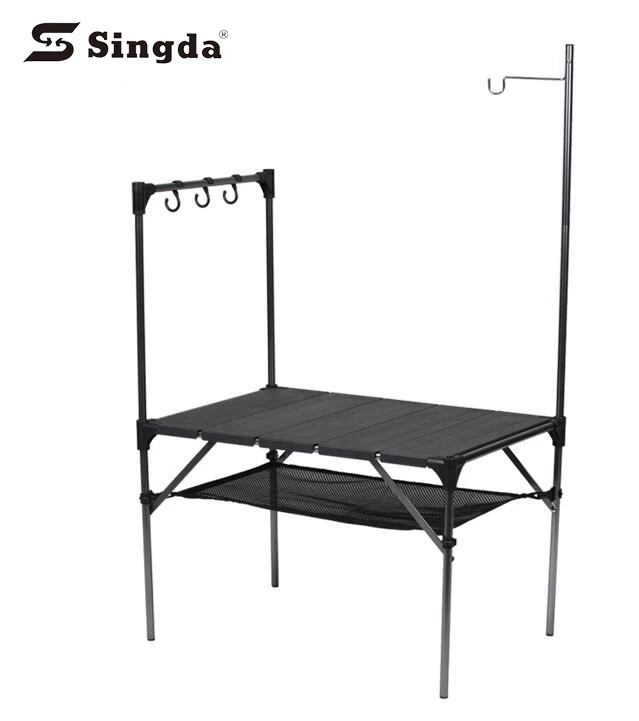 splicing table set Camping kitchen Outdoor table Free  Folding  Changeable Picnic BBQ Dinner Camp Table lamp holder