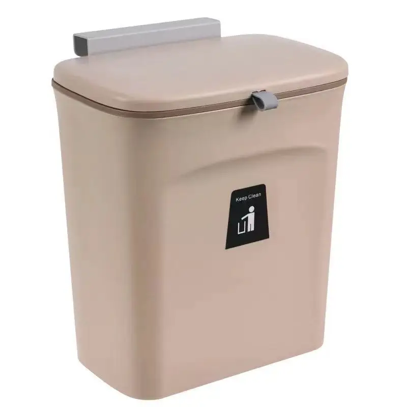 Durable Hook Type Trash Can With Lid Home Portable Kitchen Cabinet Door Hanging Waste Recycle Bin