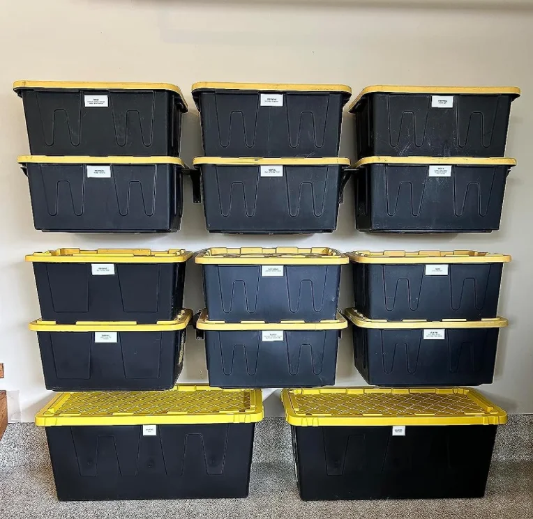 27-Gallon Bins Overhead Bin Rack for Container Ceiling Mount Adjustable Width Garage Storage Rack