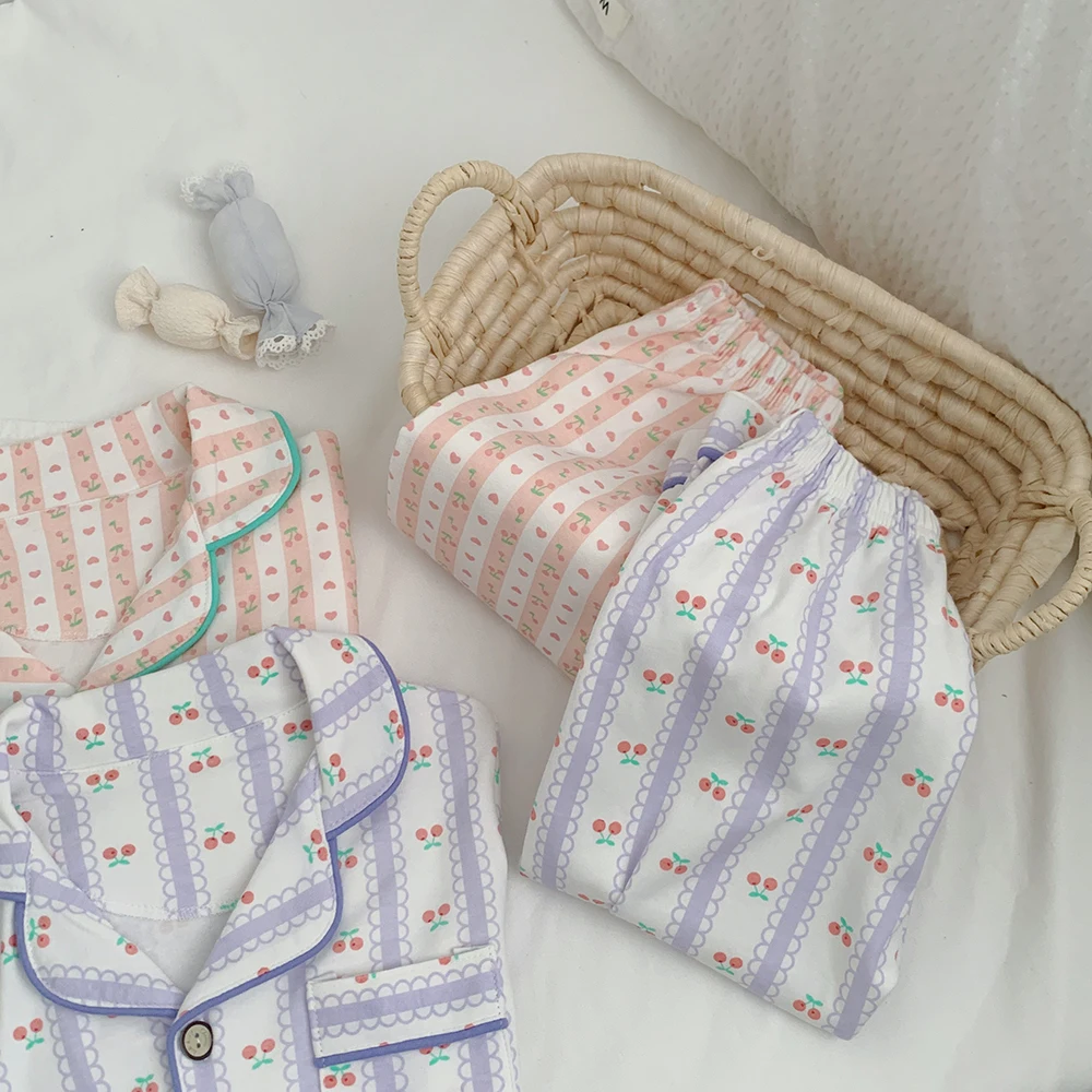 Purorigin Clothing Child Girl 2024 Spring Autumn Long-sleeved Fashion 2 PCS Girls Pajama Set Kids Nightwear Pyjama Sleepwear