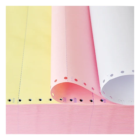 100% древесной массы 47 г-55g ISO9001 ваучер принтер NCR бумага стопу счета-фактуры, бумажные 3-слойные непрерывная бумага с безугольным копировальным слоем