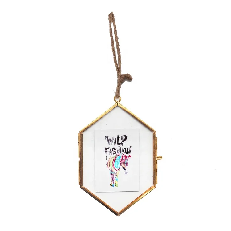 High quality wall hanging metal copper glass picture photo frames for home decor