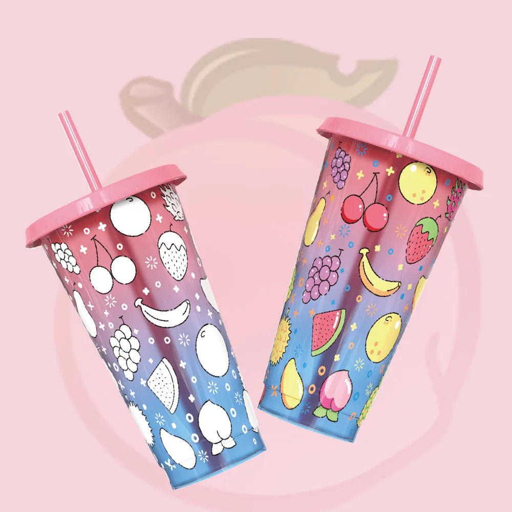 24oz Reusableplastic Coffee Mug reusable Plastic Coffee Cups hot Selling Color Changing Magic Mug Coffee Cups