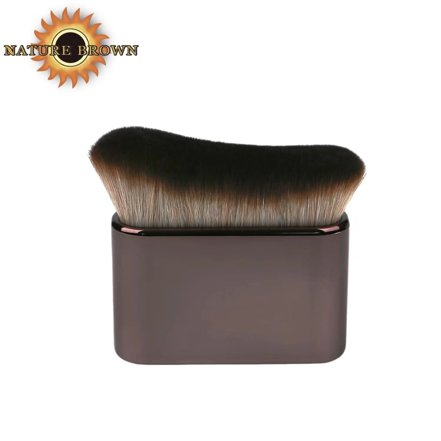 NATURE BROWN Self Tanner Kabuki Brush for Body Makeup Liquid Foundation and Dark Brown Tanning Cosmetic Handle Brush