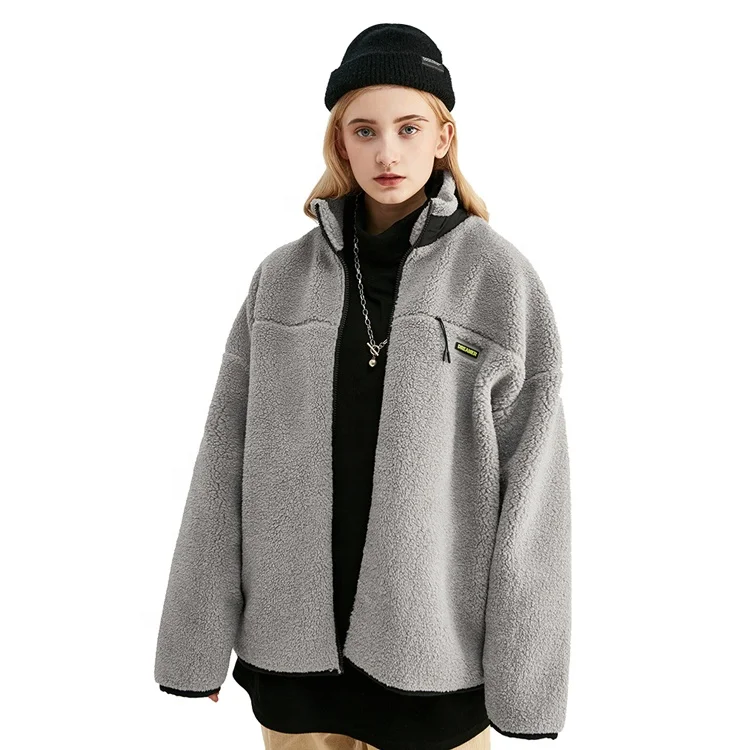 Heavy weight thermal mock neck women winter resin zipped jackets 2021 men custom sherpa jacket with pocket